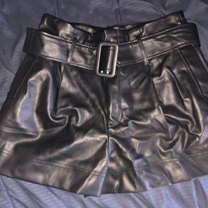 Zara Faux Leather Shorts w/ Belt NWT